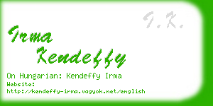 irma kendeffy business card